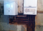 Обвязка медными трубами газового котла Vaillant и электрического котла Protherm